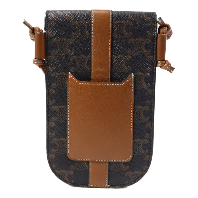 CELINE 塗層帆布Triomphe Phone Bag銀扣肩背手機袋-1