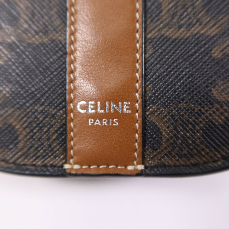 CELINE 塗層帆布Triomphe Phone Bag銀扣肩背手機袋-5
