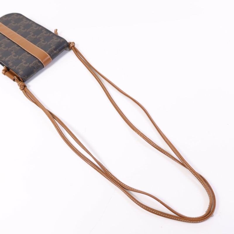 CELINE 塗層帆布Triomphe Phone Bag銀扣肩背手機袋-7