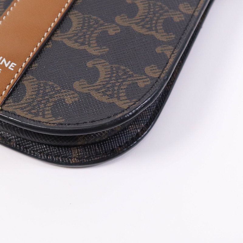 CELINE 塗層帆布Triomphe Phone Bag銀扣肩背手機袋-9
