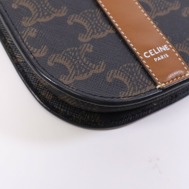 CELINE 塗層帆布Triomphe Phone Bag銀扣肩背手機袋-10