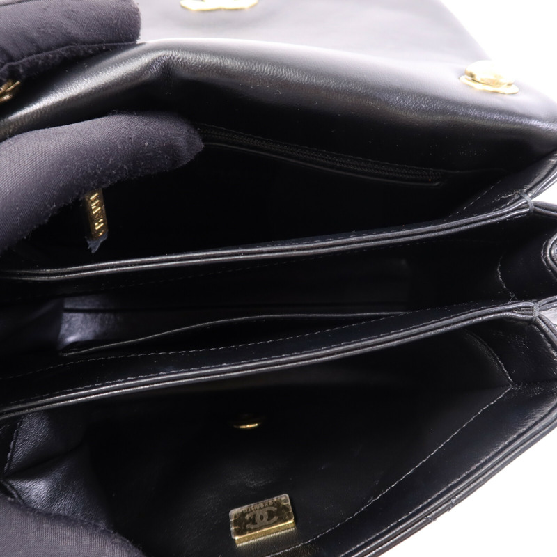 CHANEL 羊皮皮革Chain Shoulder Bag金扣鏈帶手挽肩背兩用袋-4