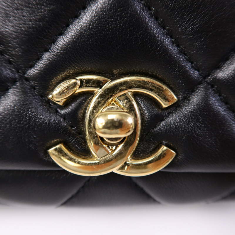 CHANEL 羊皮皮革Chain Shoulder Bag金扣鏈帶手挽肩背兩用袋-7
