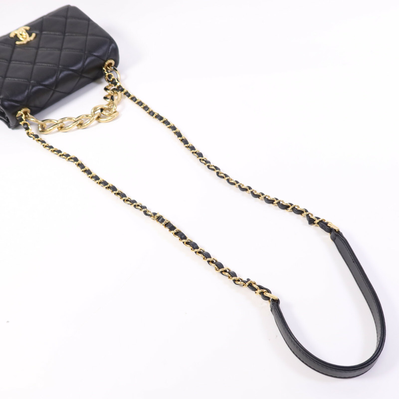 CHANEL 羊皮皮革Chain Shoulder Bag金扣鏈帶手挽肩背兩用袋-8