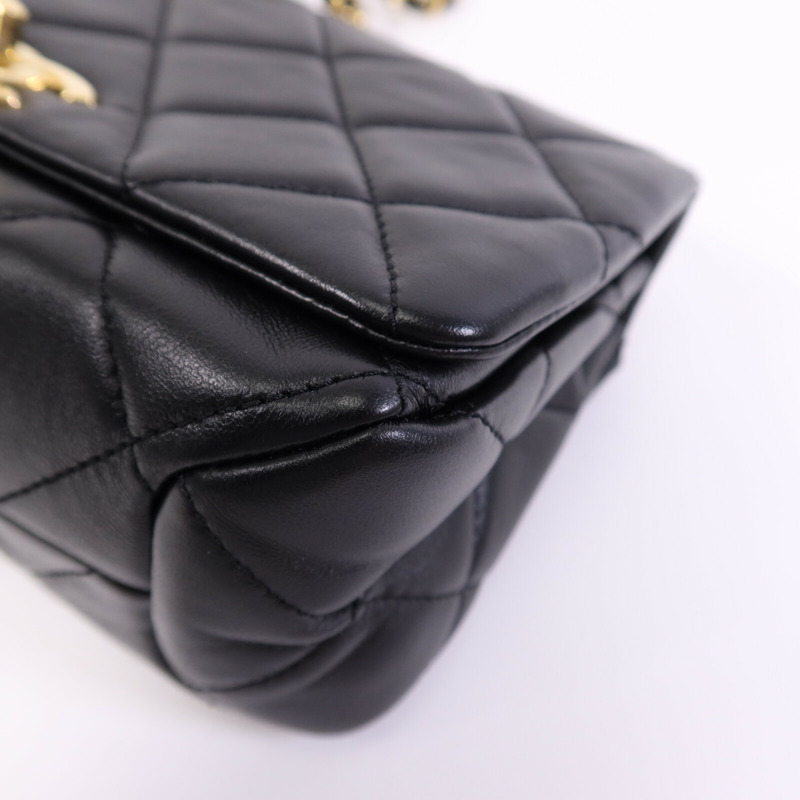 CHANEL 羊皮皮革Chain Shoulder Bag金扣鏈帶手挽肩背兩用袋-10