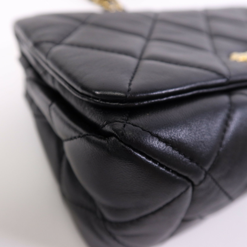 CHANEL 羊皮皮革Chain Shoulder Bag金扣鏈帶手挽肩背兩用袋-11