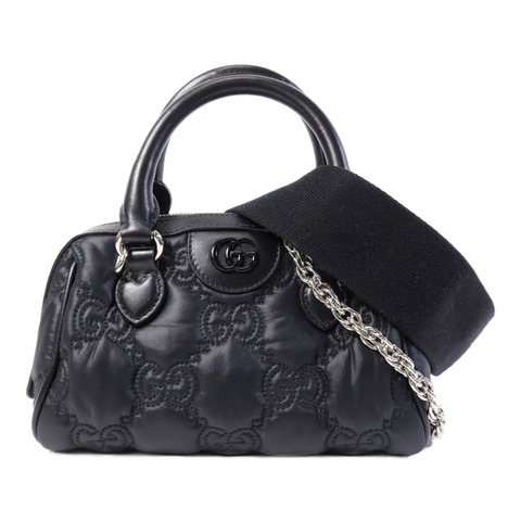 GUCCI 牛皮皮革GG Matelasse銀扣鏈帶手挽袋
