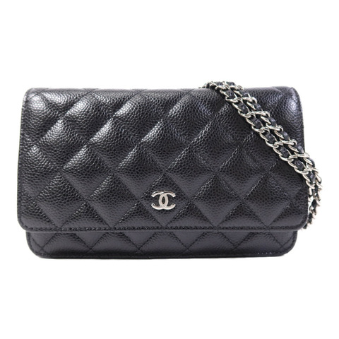CHANEL 牛皮皮革WOC Wallet On Chain銀扣鏈帶肩背袋
