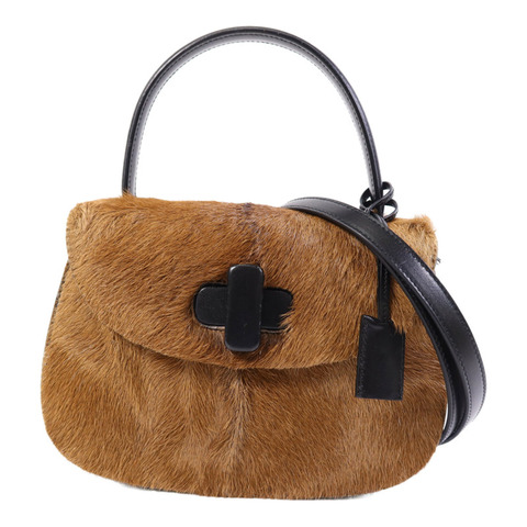 GUCCI 馬毛/牛皮皮革Vintage Bamboo手挽袋