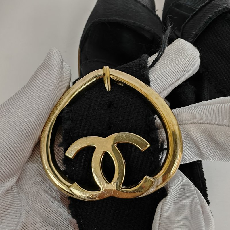 Chanel 香奈兒高跟雙C綁帶涼鞋 35.5碼-5