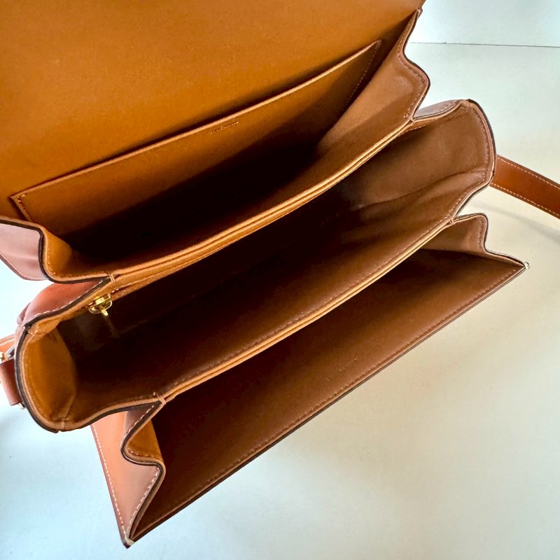 CELINE TRIOMPHE PVC 防水 斜背包 老花 焦糖 多格層 凱旋門 22cm-9