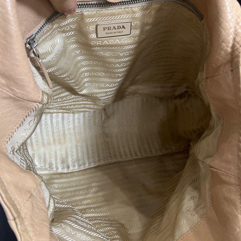 Prada 奶茶色全皮單肩包 尺寸約33*27-11