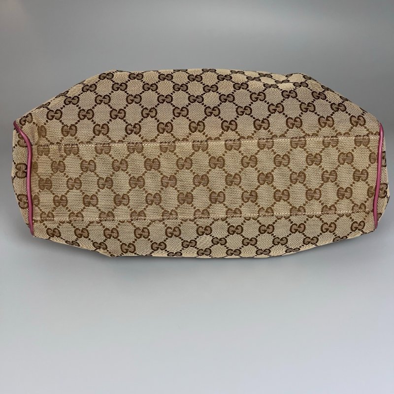GUCCI 211944  粉邊GG帆布肩背包-4