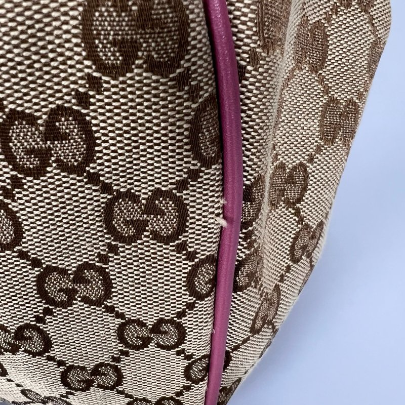 GUCCI 211944  粉邊GG帆布肩背包-6