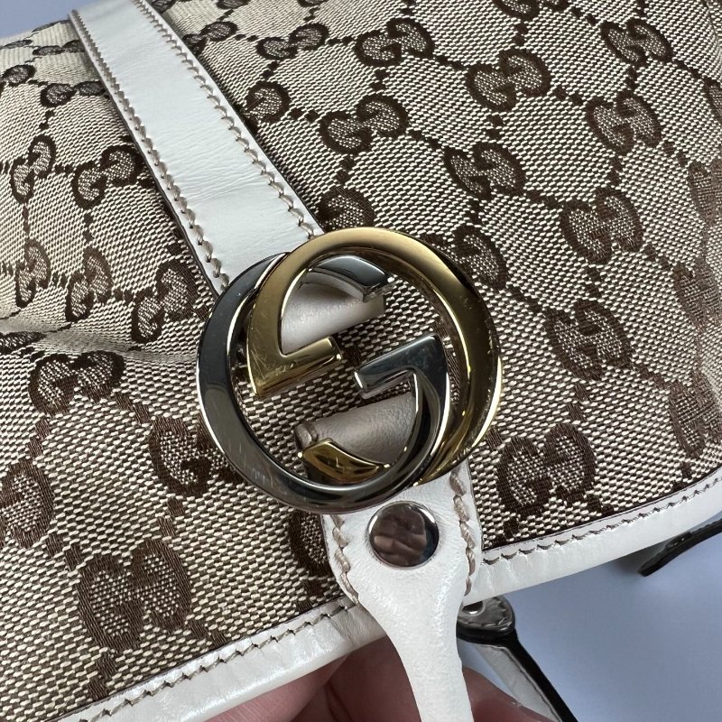 GUCCI 白邊帆布肩背包-7