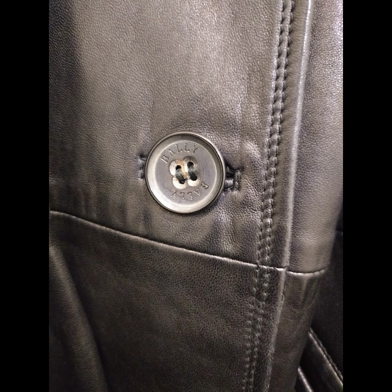 Bally 貂毛領黑牛皮長大衣-4