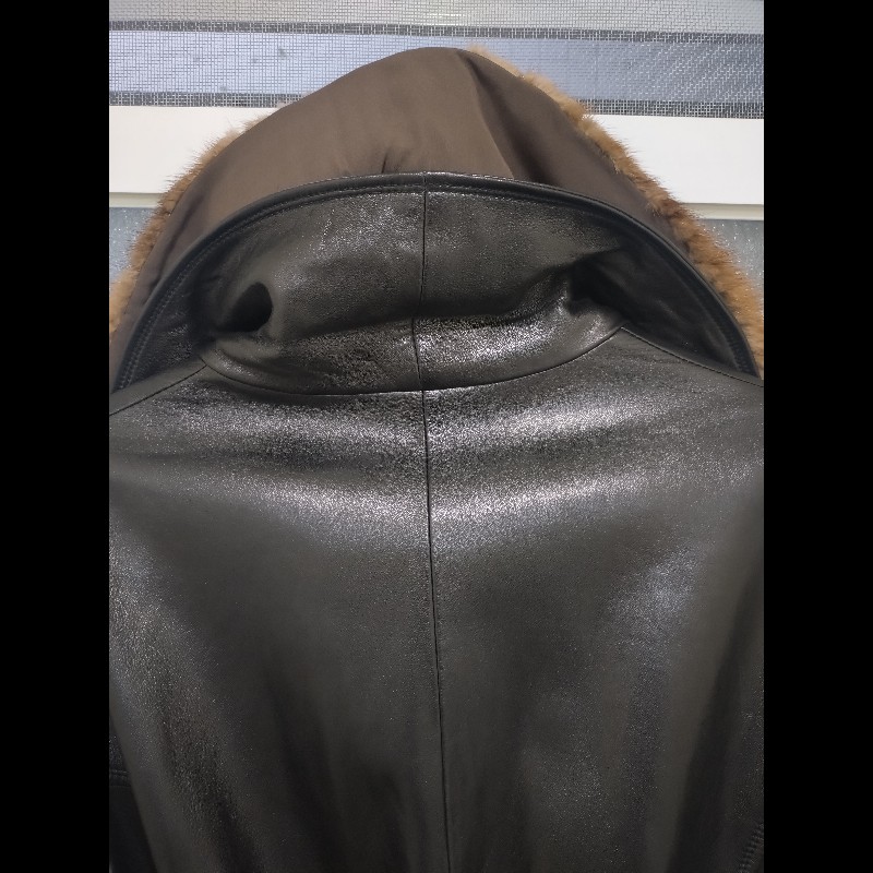 Bally 貂毛領黑牛皮長大衣-5