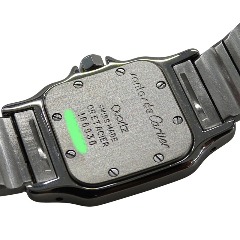 卡地亞 Santos Galbe SM 石英錶，女士款，不鏽鋼、黃金和黃色 W20012C4，拋光，QZ 錶盤。-5