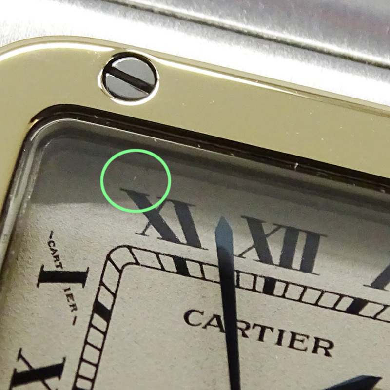 卡地亞 Santos Galbe SM 石英錶，女士款，不鏽鋼、黃金和黃色 W20012C4，拋光，QZ 錶盤。-8