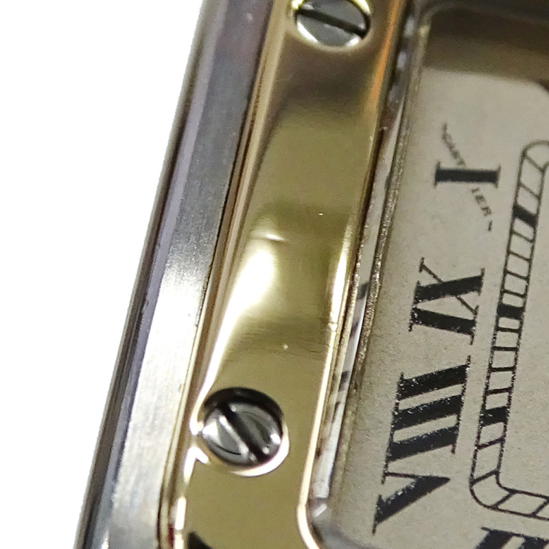 卡地亞 Santos Galbe SM 石英錶，女士款，不鏽鋼、黃金和黃色 W20012C4，拋光，QZ 錶盤。-9