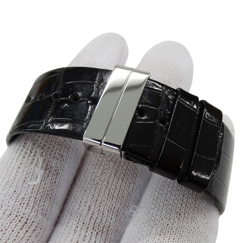 香奈兒女士絎縫石英腕錶，QZ系列，不鏽鋼錶殼，皮革錶帶，銀色錶盤，黑色錶帶，方形錶盤，H0116-4