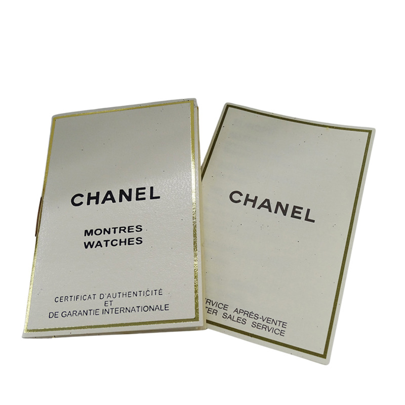 香奈兒女士絎縫石英腕錶，QZ系列，不鏽鋼錶殼，皮革錶帶，銀色錶盤，黑色錶帶，方形錶盤，H0116-8