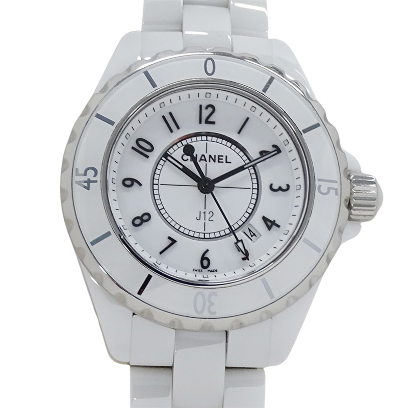 香奈兒女士腕錶 J12 日期石英 QZ 不鏽鋼錶殼搭配白色陶瓷機芯 (H0968) 拋光-1