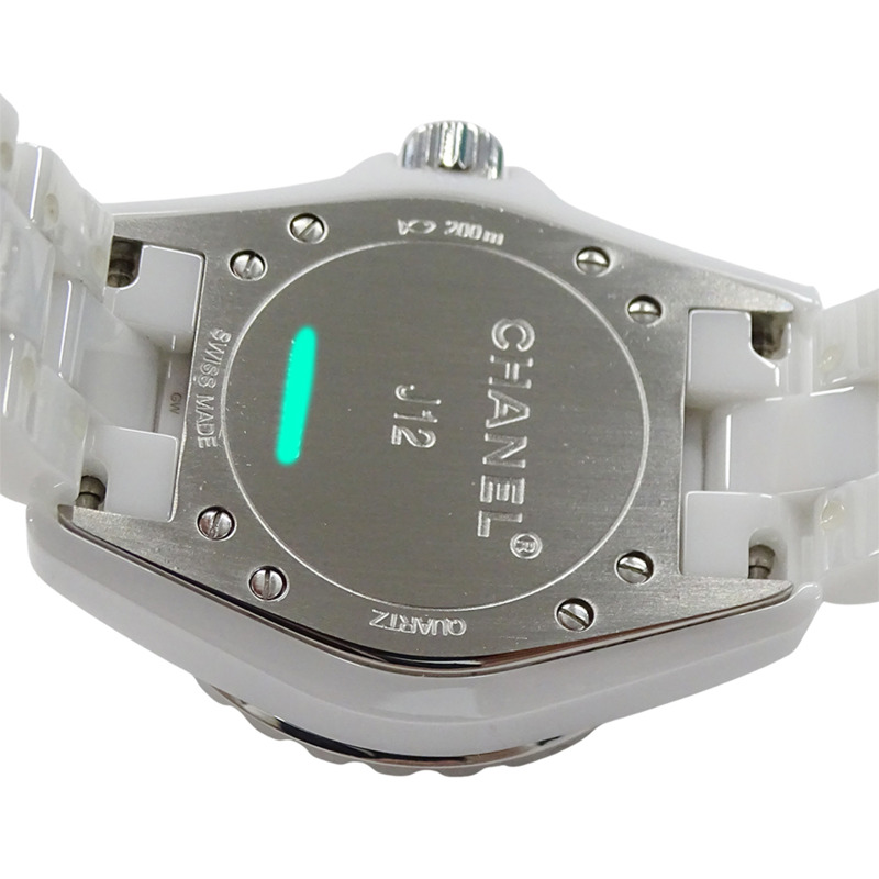 香奈兒女士腕錶 J12 日期石英 QZ 不鏽鋼錶殼搭配白色陶瓷機芯 (H0968) 拋光-7