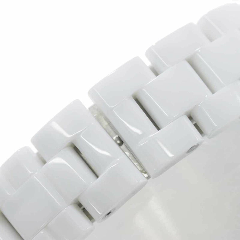 香奈兒 J12 33毫米 H0967 女士鑲鑽錶圈日期顯示白色陶瓷石英腕錶-5