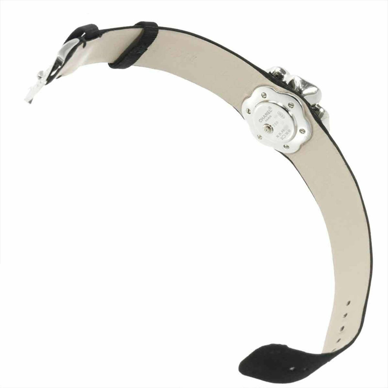 香奈兒山茶花H1187女士鑽石錶圈腕錶，鑲嵌4顆鑽石，白色錶殼，18K金石英機芯-5