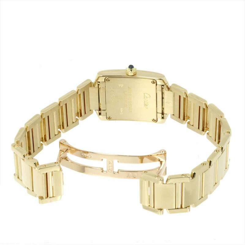 卡地亞 Tank Française SM W50002N2 女士象牙色 18K 黃金石英腕錶-4