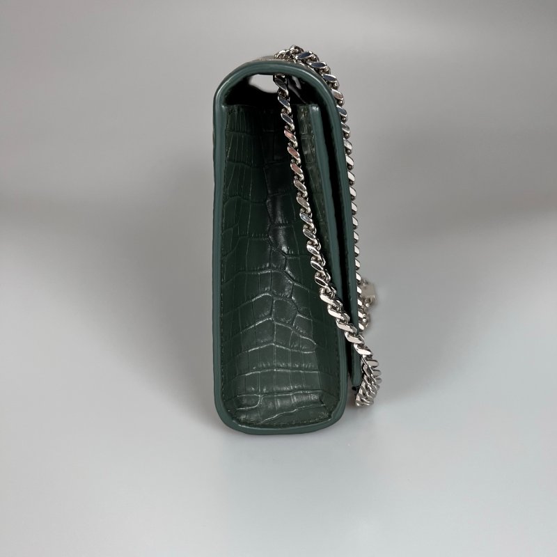 YSL 深綠鱷魚紋流蘇銀扣KATE包中號-2