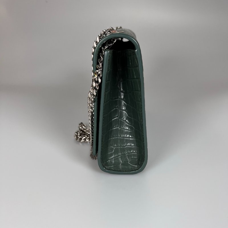 YSL 深綠鱷魚紋流蘇銀扣KATE包中號-3
