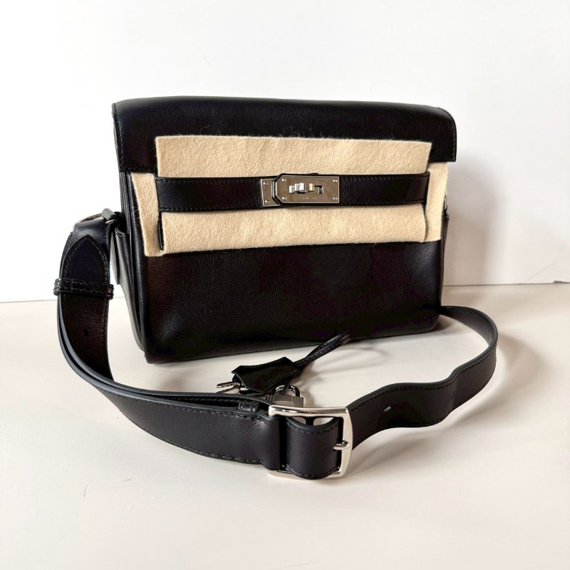 HERMES KELLY MESSENGER PM 黑色 銀釦 肩背 斜背 郵差包 B刻-2