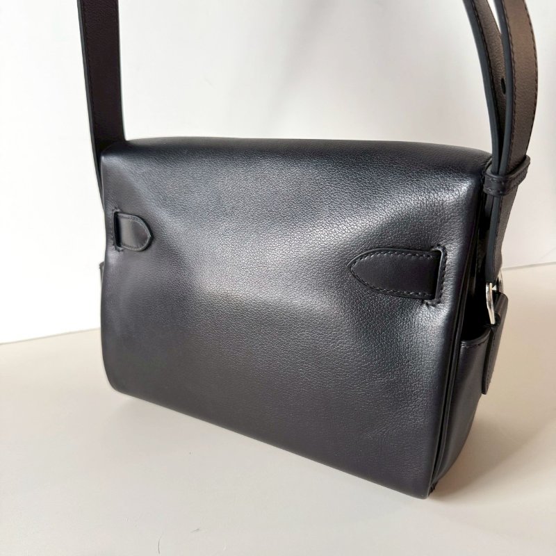 HERMES KELLY MESSENGER PM 黑色 銀釦 肩背 斜背 郵差包 B刻-4