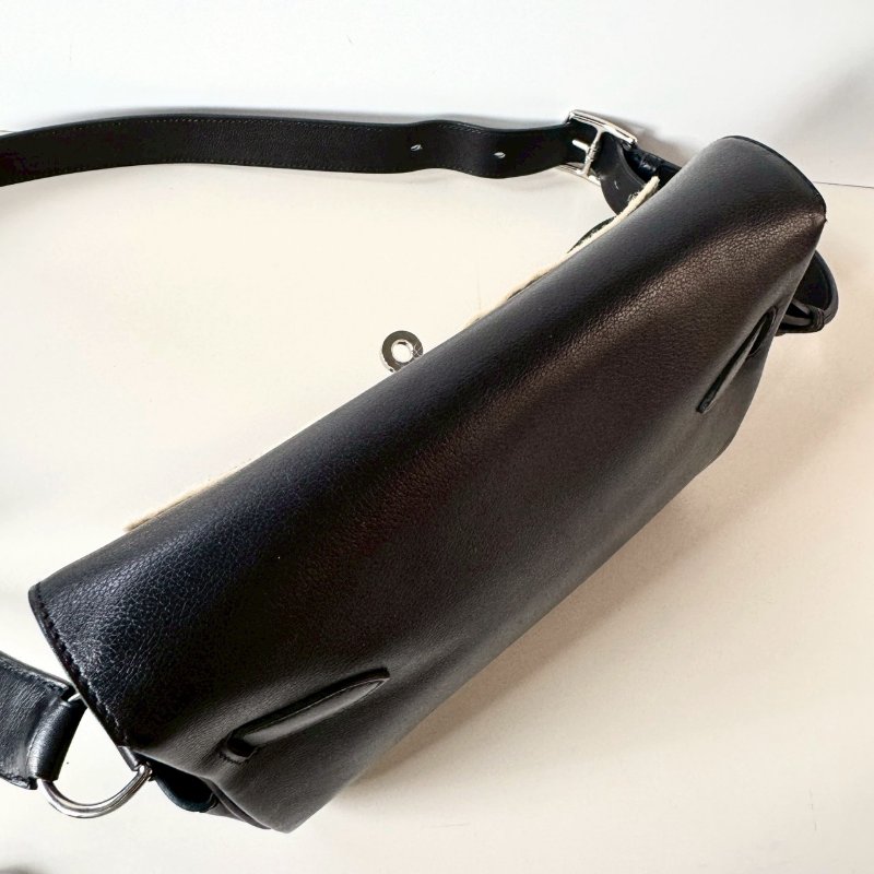 HERMES KELLY MESSENGER PM 黑色 銀釦 肩背 斜背 郵差包 B刻-5