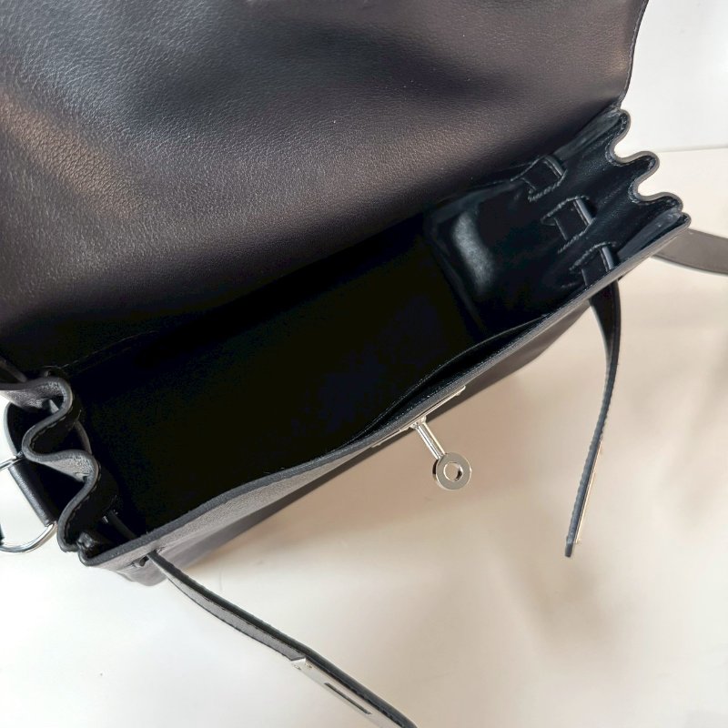 HERMES KELLY MESSENGER PM 黑色 銀釦 肩背 斜背 郵差包 B刻-9