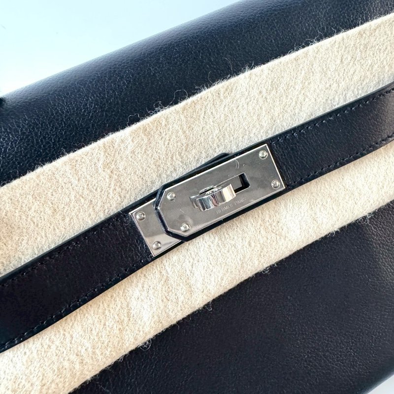 HERMES KELLY MESSENGER PM 黑色 銀釦 肩背 斜背 郵差包 B刻-10