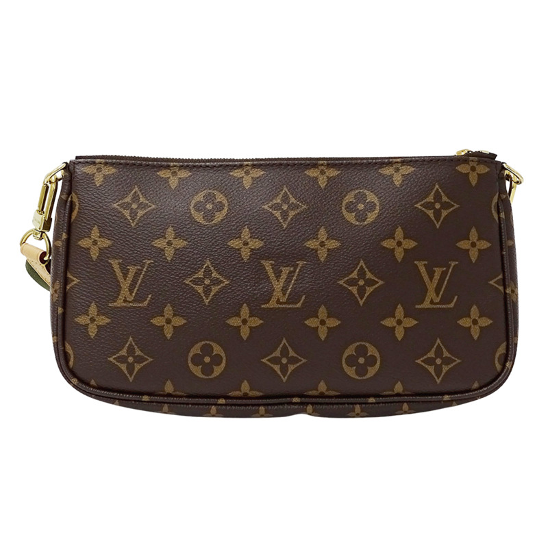 路易威登 Monogram Multi Pochette Accessoires 單肩包，卡其色，M44813，棕色，迷你手拿包，女士-1