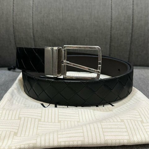 💎Han's house精品服飾💎 BOTTEGA VENETA BV 雙面用 編織 皮帶 真皮 寬3.5cm  原價24800
