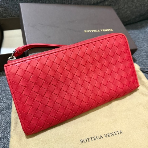 BOTTEGA VENETA 正品 S01518353S  紅編織 長夾