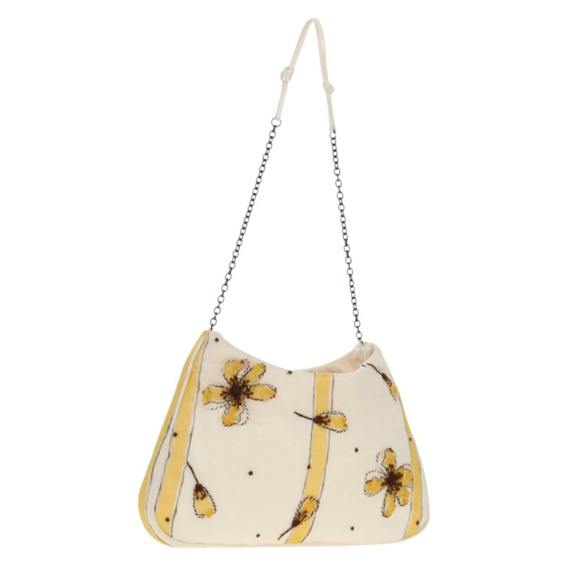 【日本直送】PRADA 雪紡海葵鏈條單肩包 絲綢 白色 正品 156180V-0