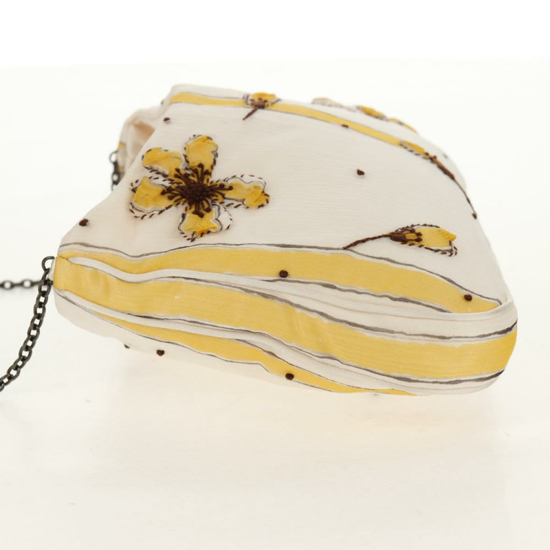 【日本直送】PRADA 雪紡海葵鏈條單肩包 絲綢 白色 正品 156180V-2