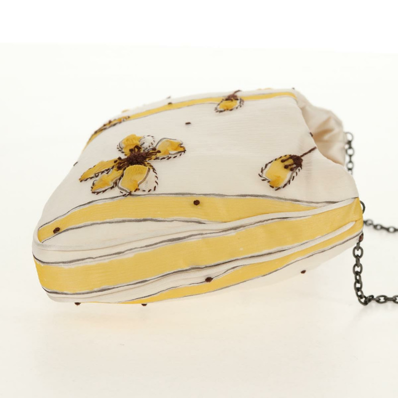 【日本直送】PRADA 雪紡海葵鏈條單肩包 絲綢 白色 正品 156180V-3