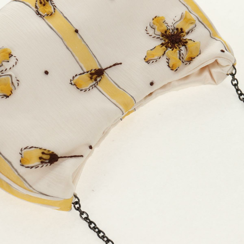 【日本直送】PRADA 雪紡海葵鏈條單肩包 絲綢 白色 正品 156180V-5