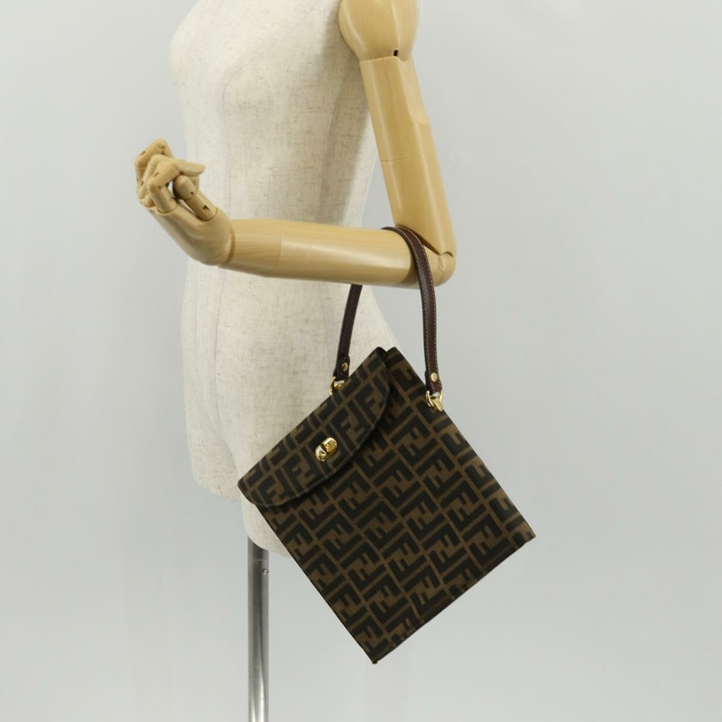 【日本直送】FENDI Zucca帆布手提包 黑色棕色 正品 156483V-28