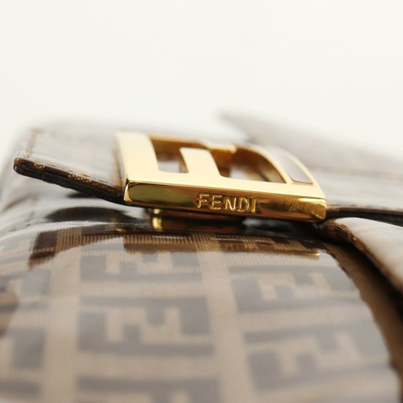 【日本直送】FENDI Zucchino帆布Mamma Baguette手袋琺瑯米色金色正品yk20093V-8