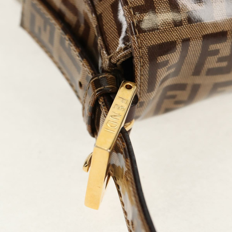 【日本直送】FENDI Zucchino帆布Mamma Baguette手袋琺瑯米色金色正品yk20093V-13