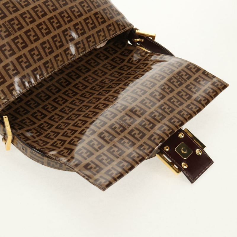 【日本直送】FENDI Zucchino帆布Mamma Baguette手袋琺瑯米色金色正品yk20093V-19