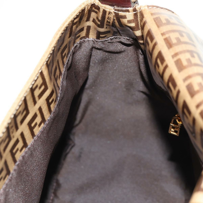 【日本直送】FENDI Zucchino帆布Mamma Baguette手袋琺瑯米色金色正品yk20093V-23